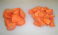 Irregularly sliced carrot